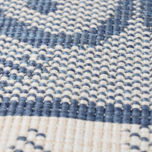 Tapis d'extérieur reversible Ridi aux motifs stylés bleu