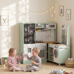 Cuisine enfant modulable tout équipée avec accessoires effets sonores lumineux blanc vert