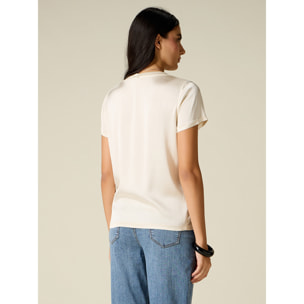 Oltre - Blusa in raso misto viscosa - Bianco