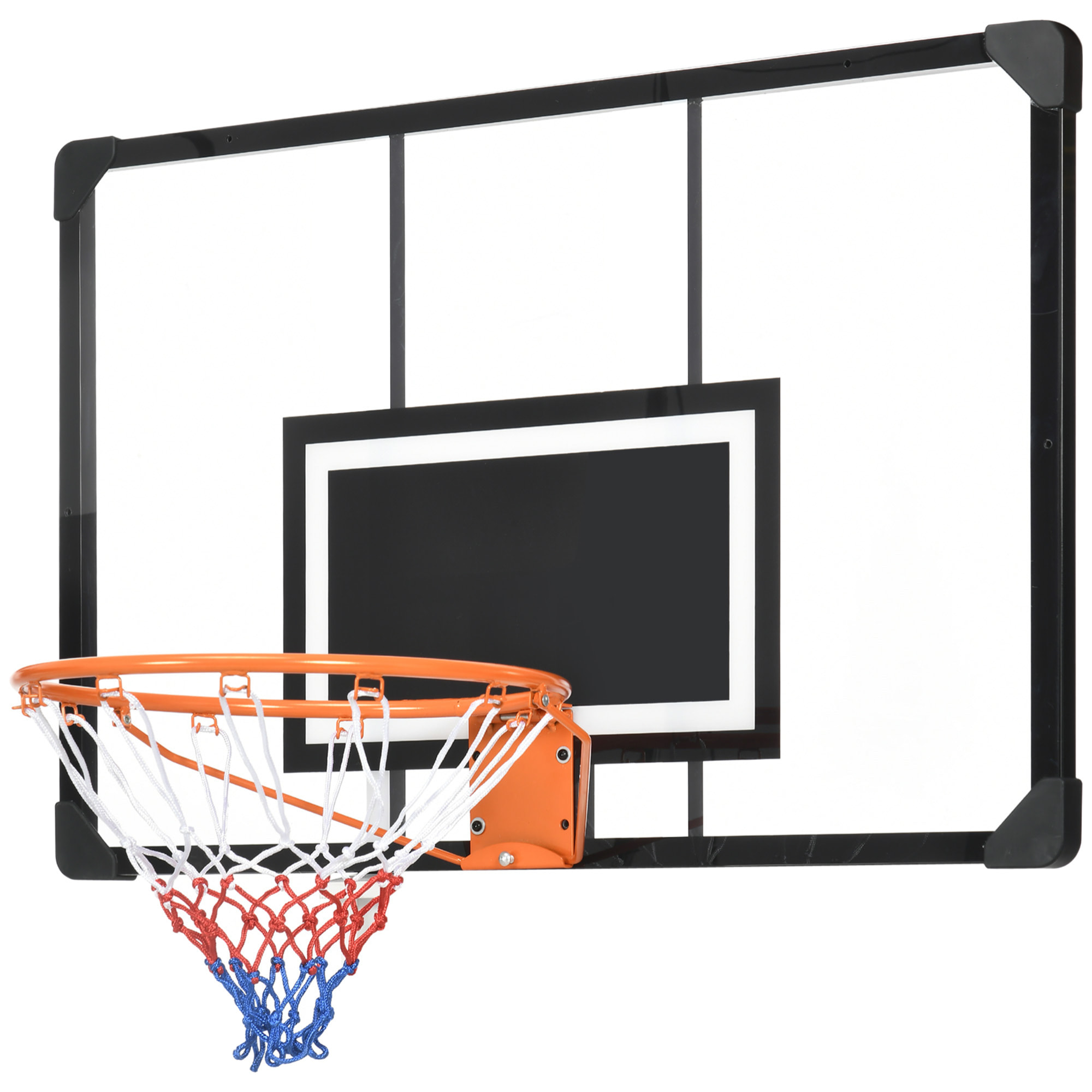 Canasta de Baloncesto con Red Aro de Baloncesto de Pared con Tablero y Marco de Acero para Uso en Interiores y Exteriores 113x61x73 cm Negro