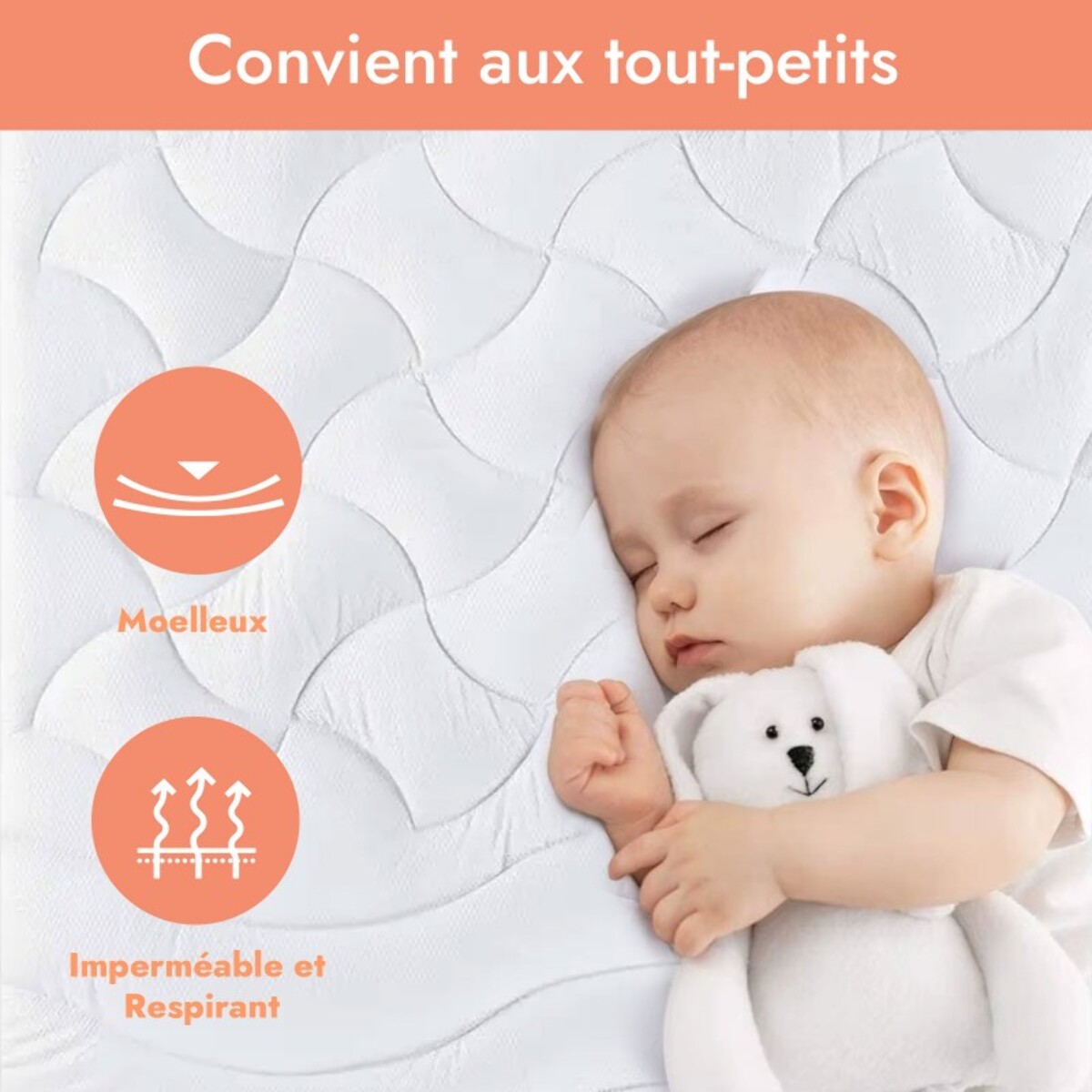 Surmatelas ConforProtect 2 en 1 | Alèse et protège-matelas intégrés | 7 cm de confort | Imperméable, moelleux, aéré, hypoallergénique