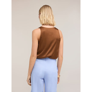 Motivi - Top in raso a spalla larga - Marrone