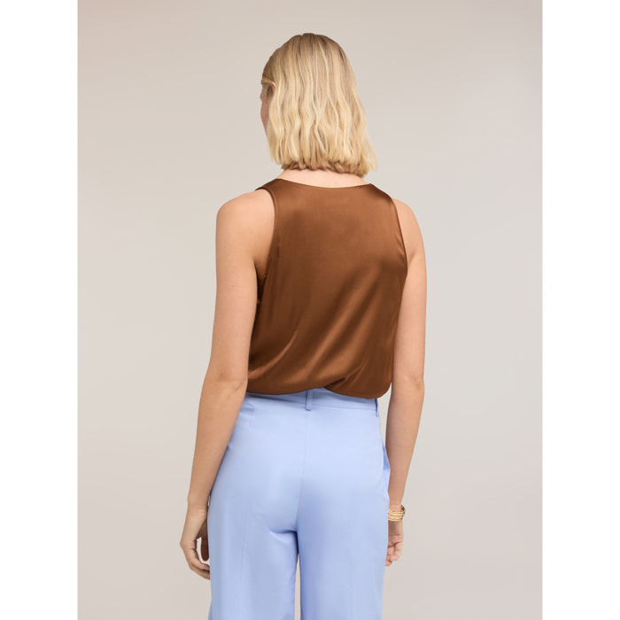 Motivi - Top in raso a spalla larga - Marrone