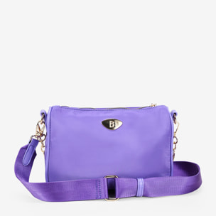 Bolso bandolera de nailon lila con cadena