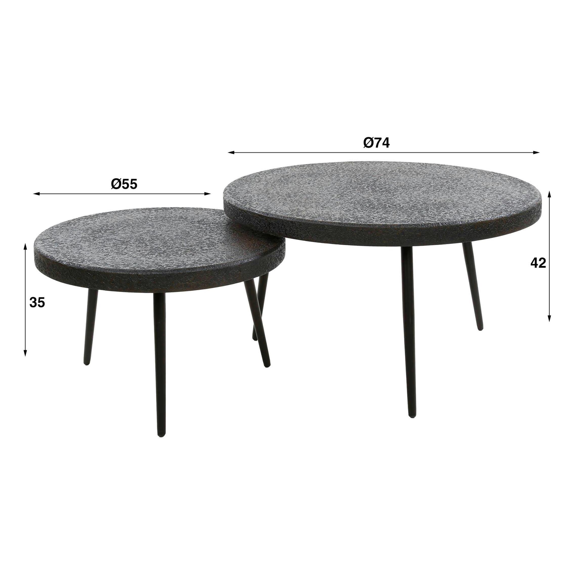 Table basse ronde effet métal vieilli (lot de 2) RALF