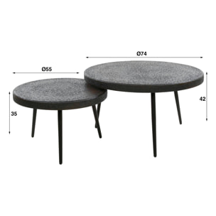 Table basse ronde effet métal vieilli (lot de 2) RALF