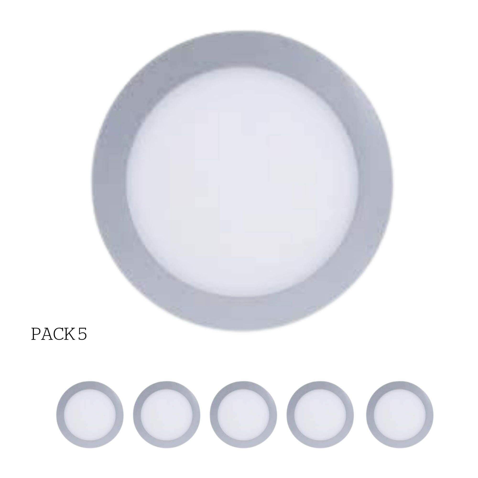FORLIGHT Easy Circular - 5 Downlights con LED integrado 6000K para iluminar hacia abajo ON/OFF ø22,5cm Color Gris