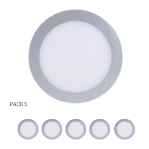 FORLIGHT Easy Circular - 5 Downlights con LED integrado 6000K para iluminar hacia abajo ON/OFF ø22,5cm Color Gris