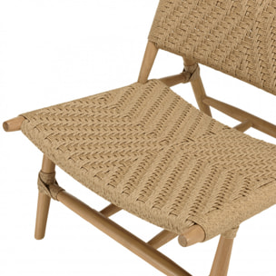 VALERIA - Lot de 2 fauteuils lounge jardin teck rotin synthétique relief