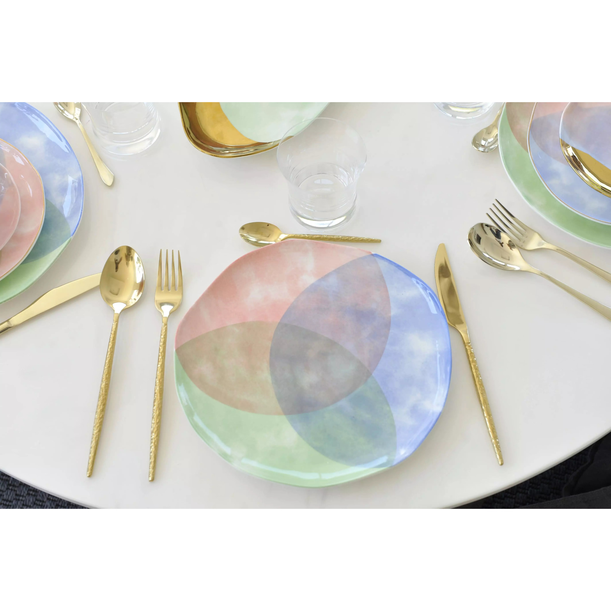 Lot de 6 ASSIETTE PLATE TRICOLORE-PARADISE