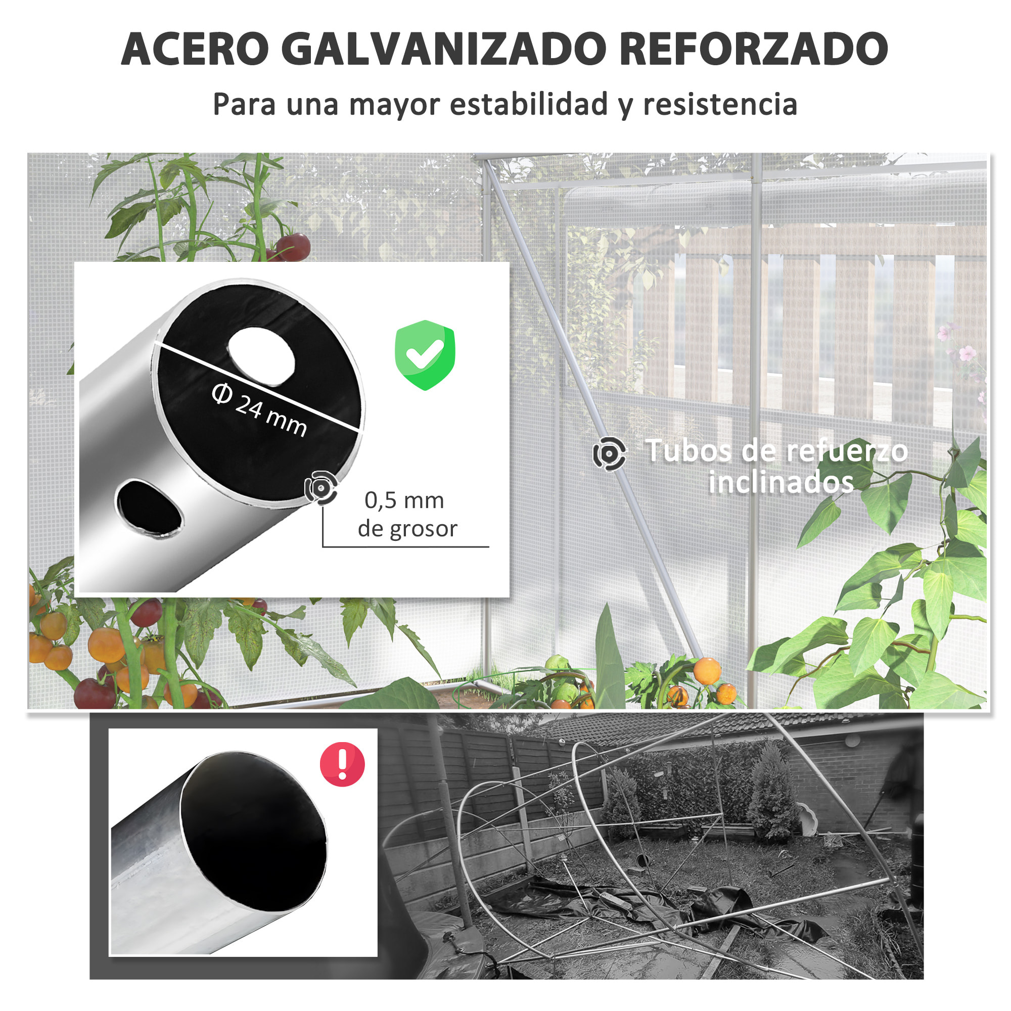 Invernadero de Exterior 6x3x2 m Invernadero de Túnel con 6 Ventanas de Malla Cubierta de PE Anti-UV y 3 Puertas Enrollables con Cremallera Invernadero para Jardín Patio Blanco