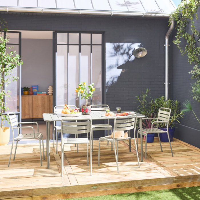 Table de jardin métal + 6 assises AMÉLIA