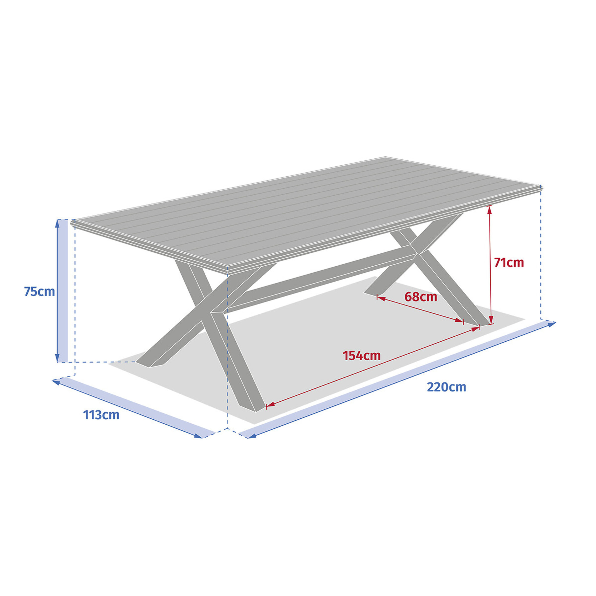 Table de jardin "Axiome" eucalyptus & blanc 8 places