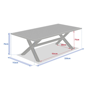 Table de jardin "Axiome" eucalyptus & blanc 8 places