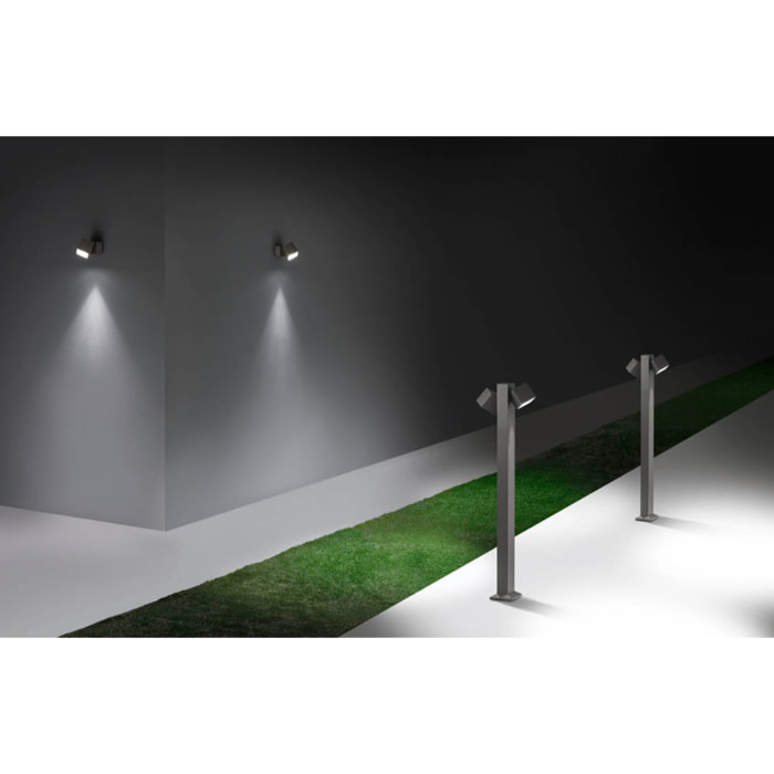 LEDS·C4 Baliza Ip65 Cubus Bollard Led 22W Blanco Cálido - 3000K On-Off Gris Urbano 1031