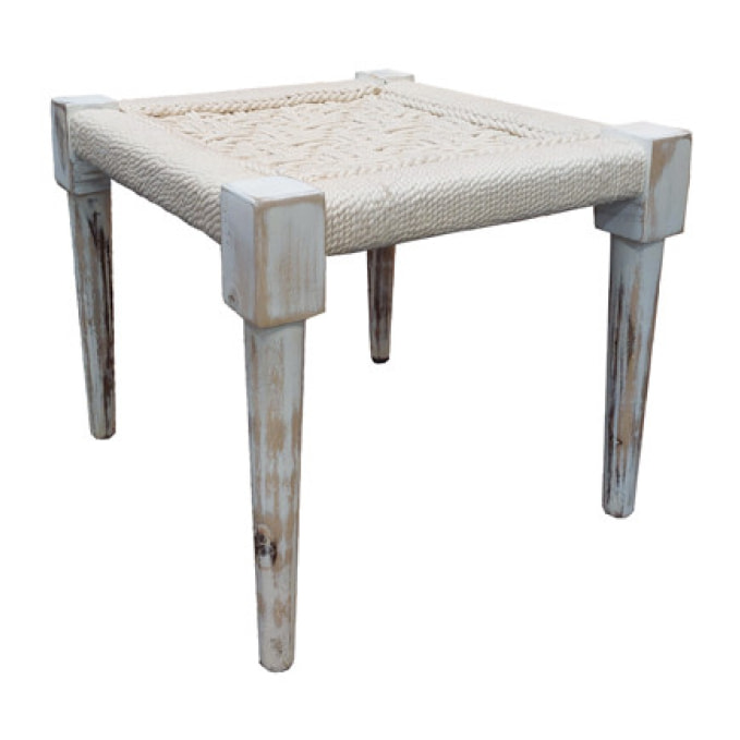 Tabouret tissé en corde blanc cassé 40x40cm - AGNEL 285