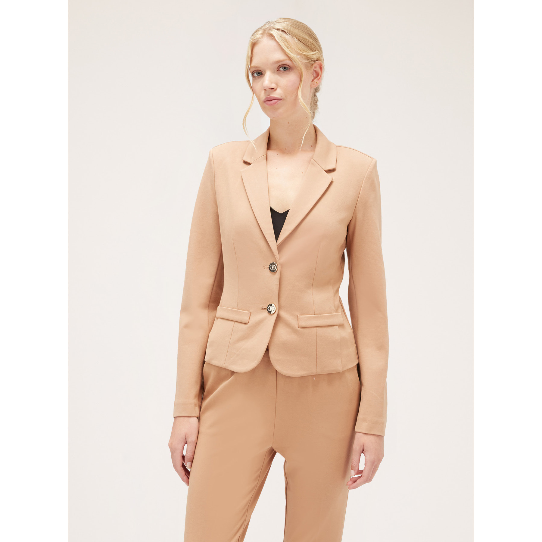 Motivi - Chaqueta de abotonadura simple de punto milano - Beige