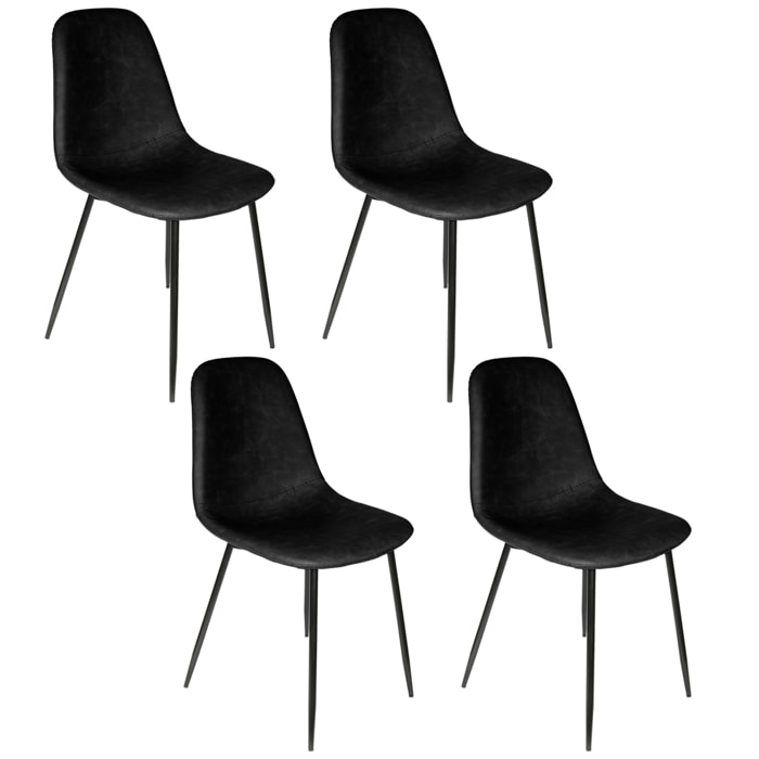 Chaise Pu Amber Noir - Lot De 4
