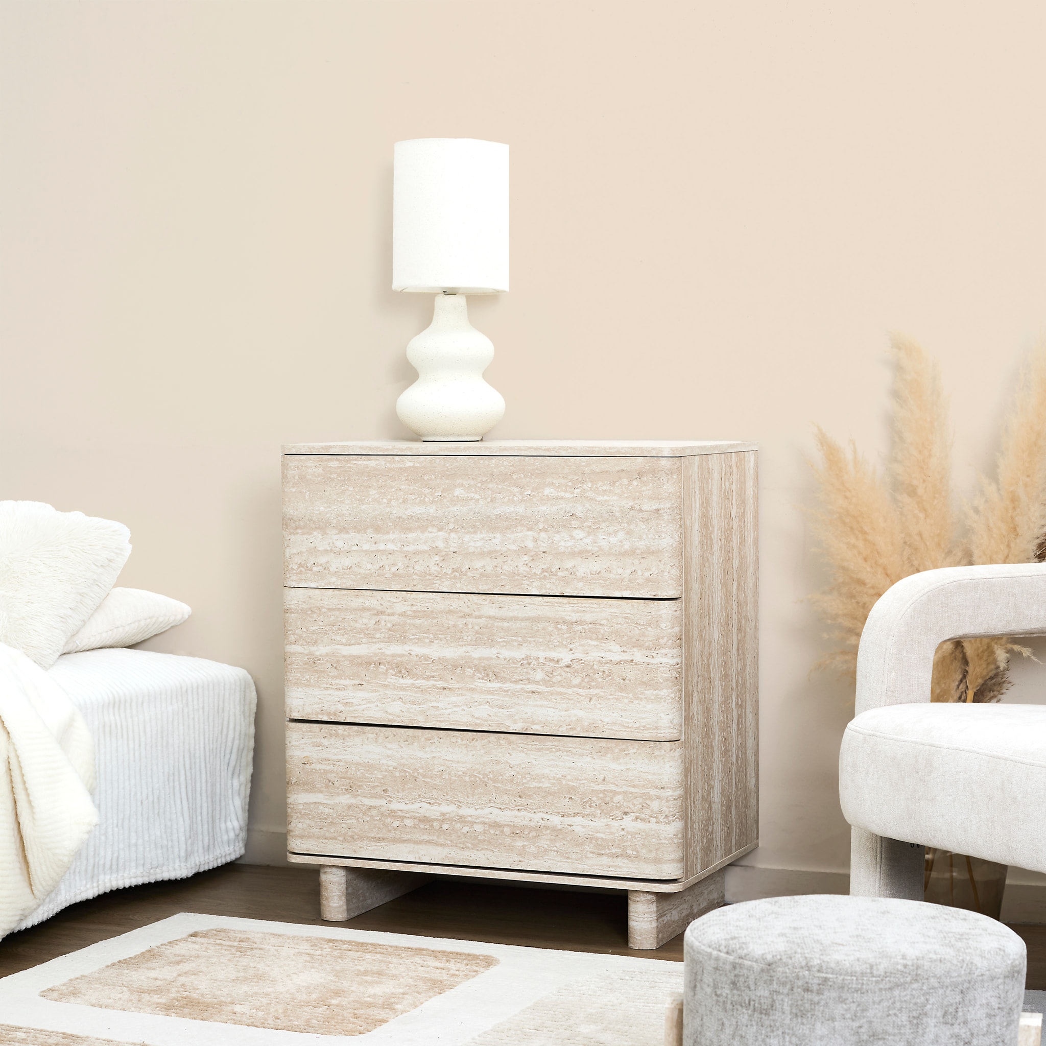Commode - HOME DECO FACTORY - Pietra - 3 Tiroirs - Multicolore