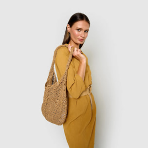 Vestido midi algodón lino ocre