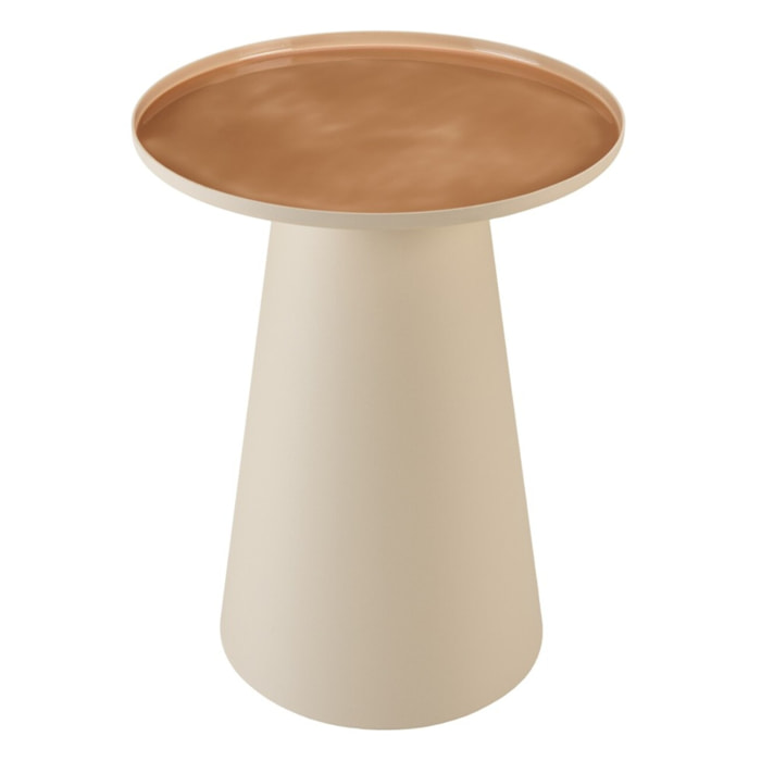 JAMES - Table d'appoint ronde 40x40cm plateau en métal émaillé caramel JAMES