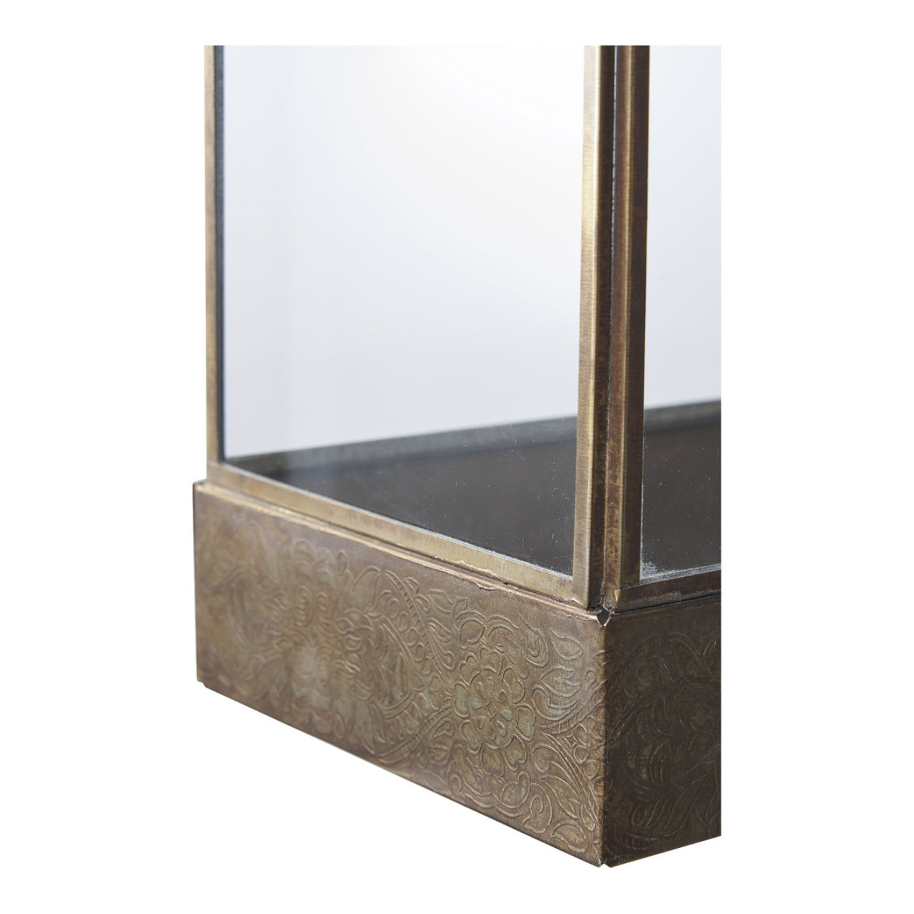 Lanterna Manali in vetro e metallo ottone anticato 25x36 cm