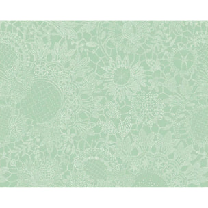 Set pur coton enduit motif jacquard Mille guipures jade