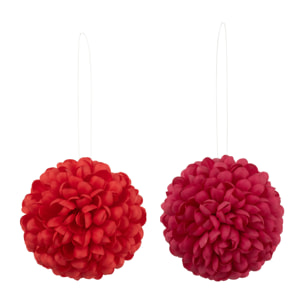 J-Line suspension Fleur Bol Dia 16 cm - plastique - rose/rouge - 2 pcs