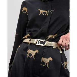 Cintura reversibile con fibbia ovale con logo