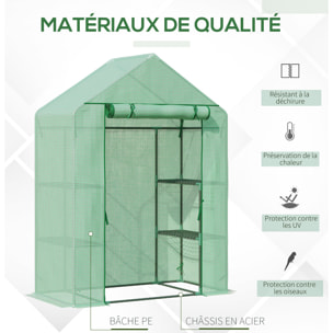 Serre de jardin balcon porte déroulante 4 étagères incluses
