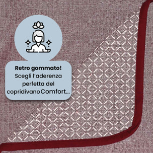 COPRIDIVANO COMFORT, Antiscivolo, Cotone+Microfibra+Fibre Varie, Made in Italy - BORDEAUX