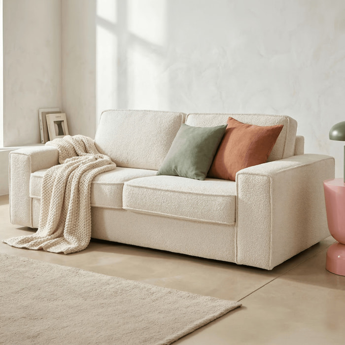 Canapé convertible express 3 places en tissu bouclé - DARIO