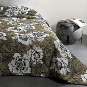 Jeté de lit aux impressions florales - Vert Olive