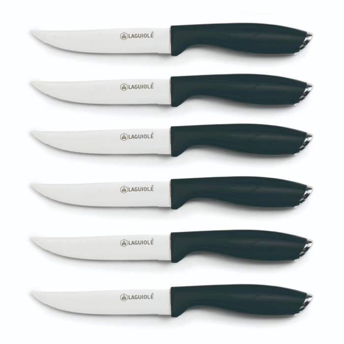 Set de 6 couteaux à steak en acier noir - "Lumin"