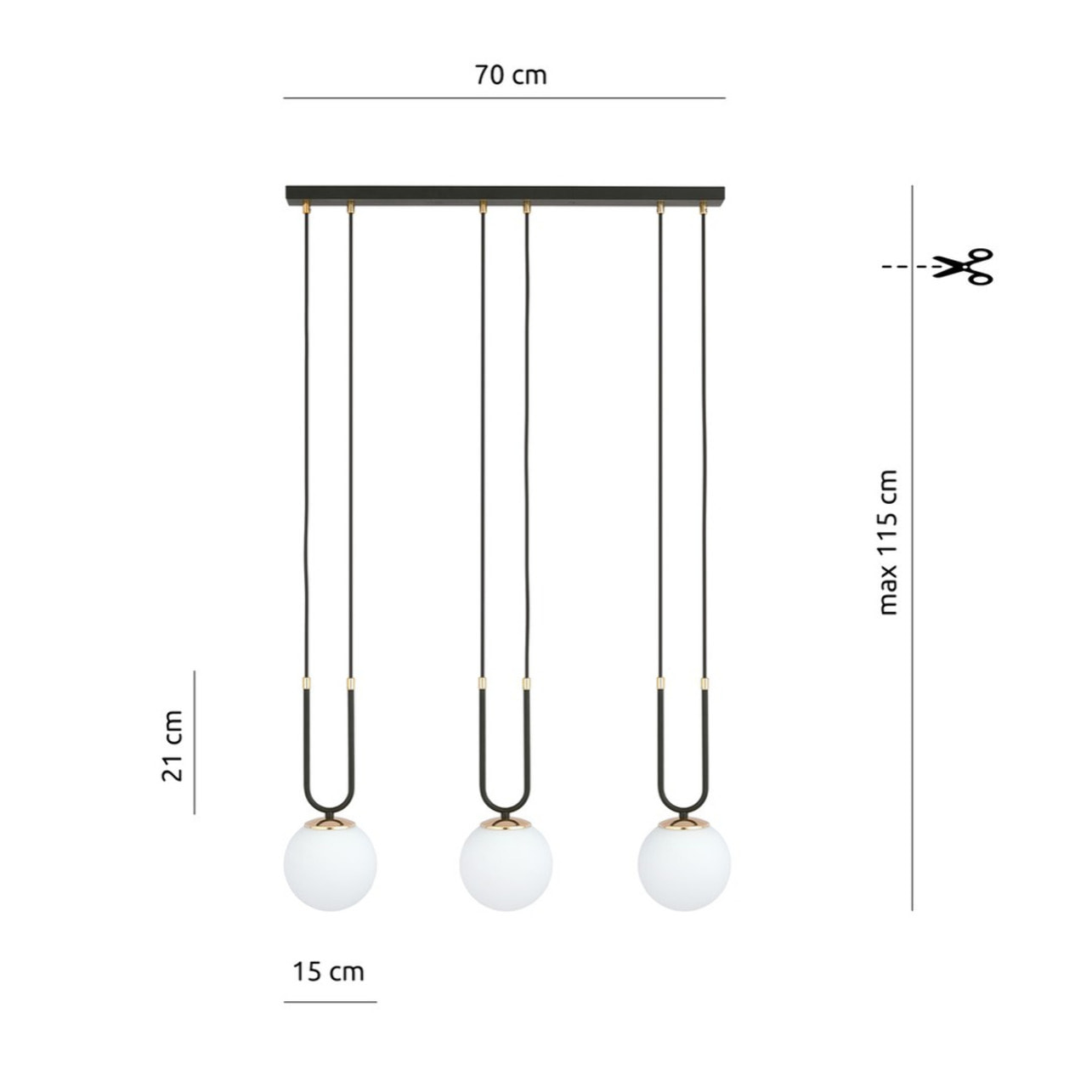 Lampada a sospensione GLAM in acciaio nero e vetro opalino