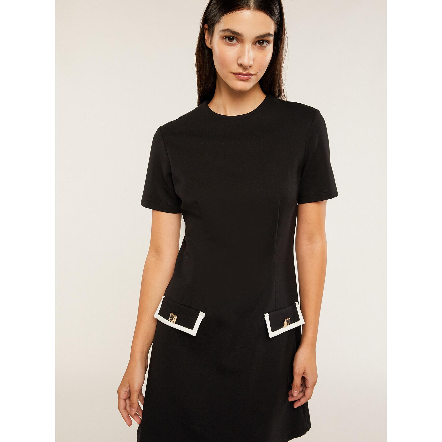 Motivi - Mini dress con bordes en contraste - Negro