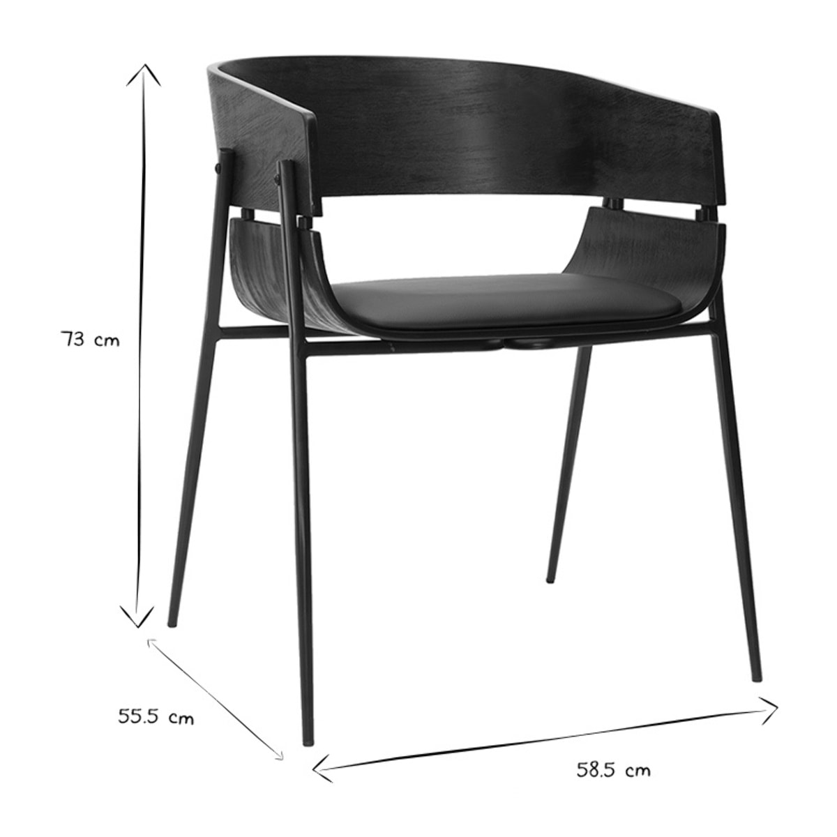 Chaises design noires (lot de 2) WESS