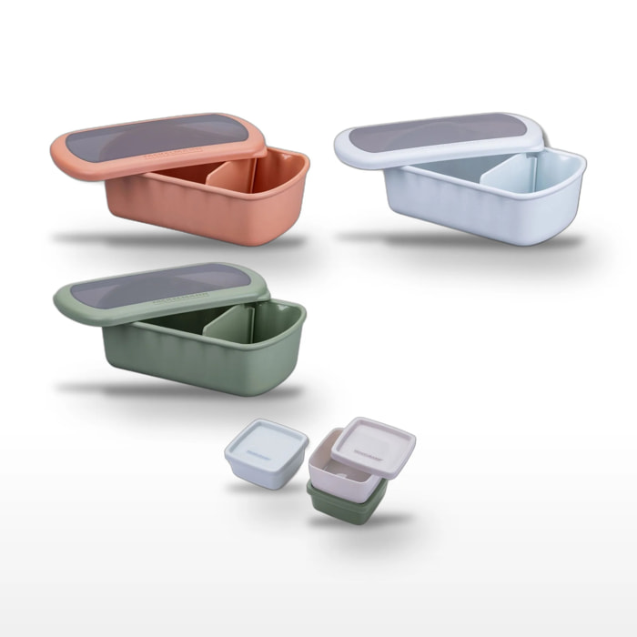 Lot Fackelmann Storage 3 Lunchboxes et Set 3 Boîtes à Sauce