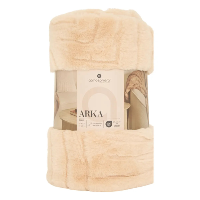 Plaid Arka 120x160cm effet fausse fourrure beige