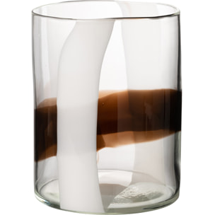 J-Line vase Iggy - verre - blanc/brun - small - Ø 20 cm