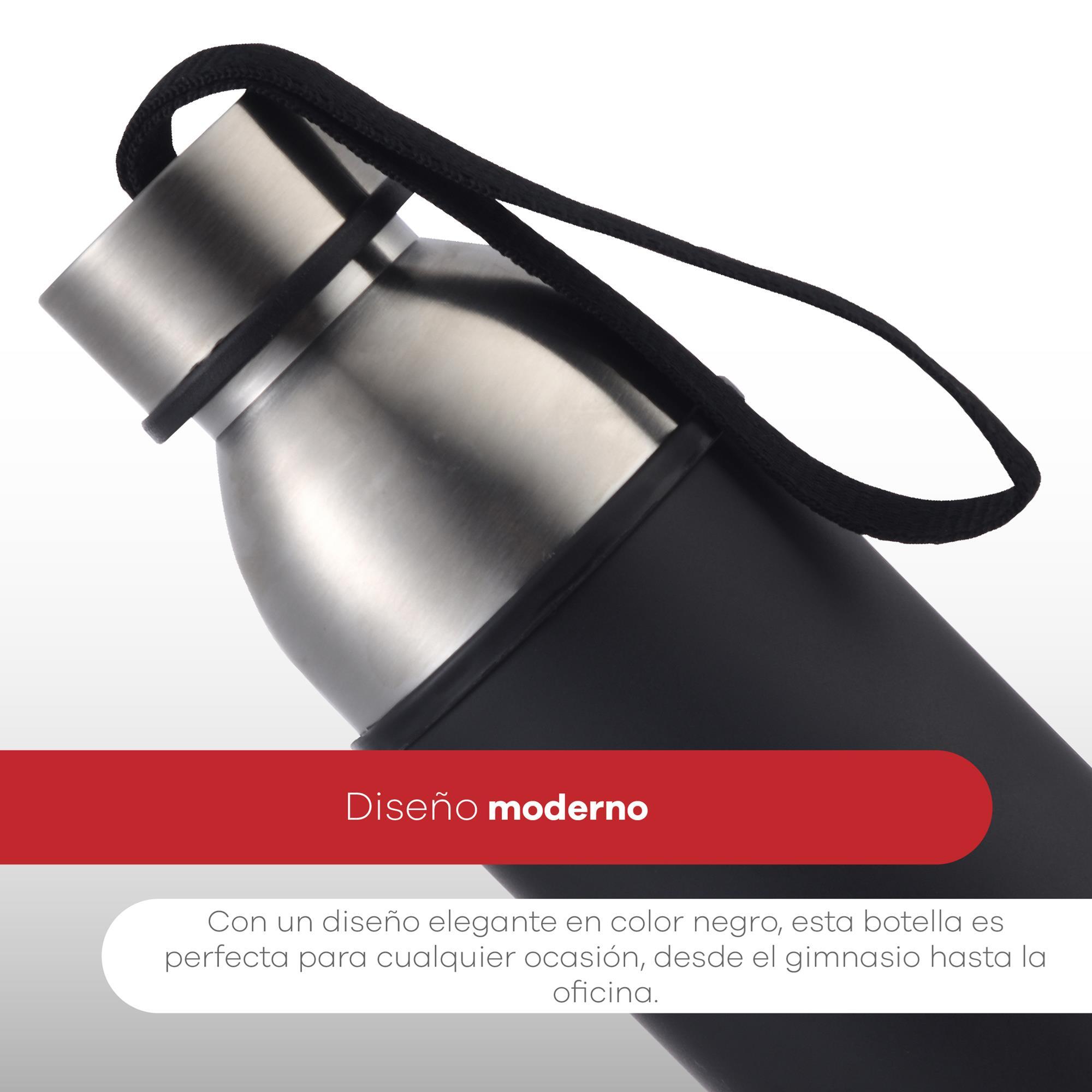 Botella de agua de 570ml Negro en acero inoxidable Bergner Waliking Anywhere