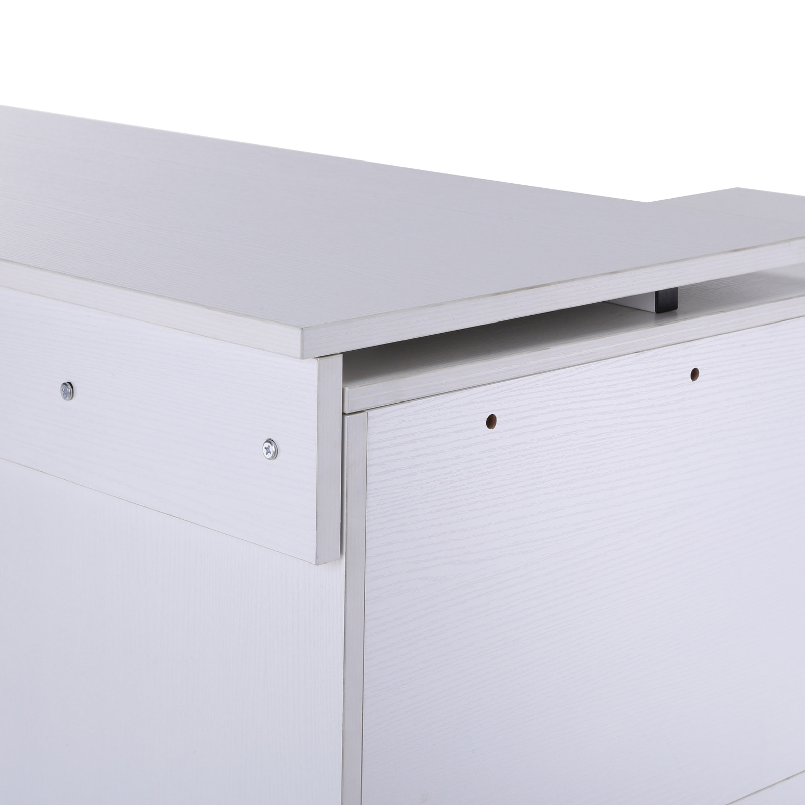 Bureau d'angle bureau droit modulable 2 en 1 bureau informatique tiroirs x 3 + 2 niches MDF blanc