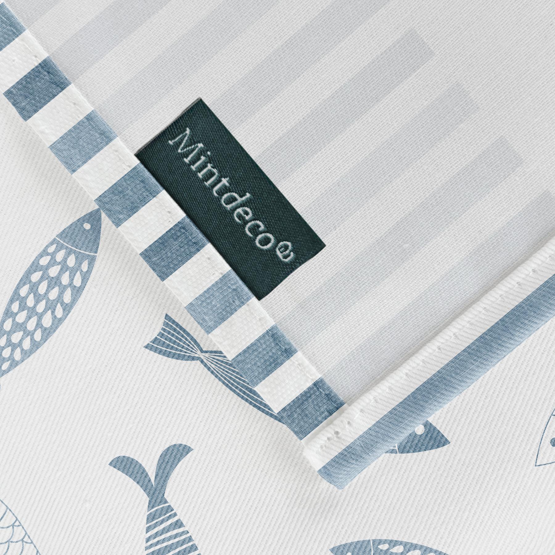 Nappe imprimée anti-tâches FAMARA BLEU