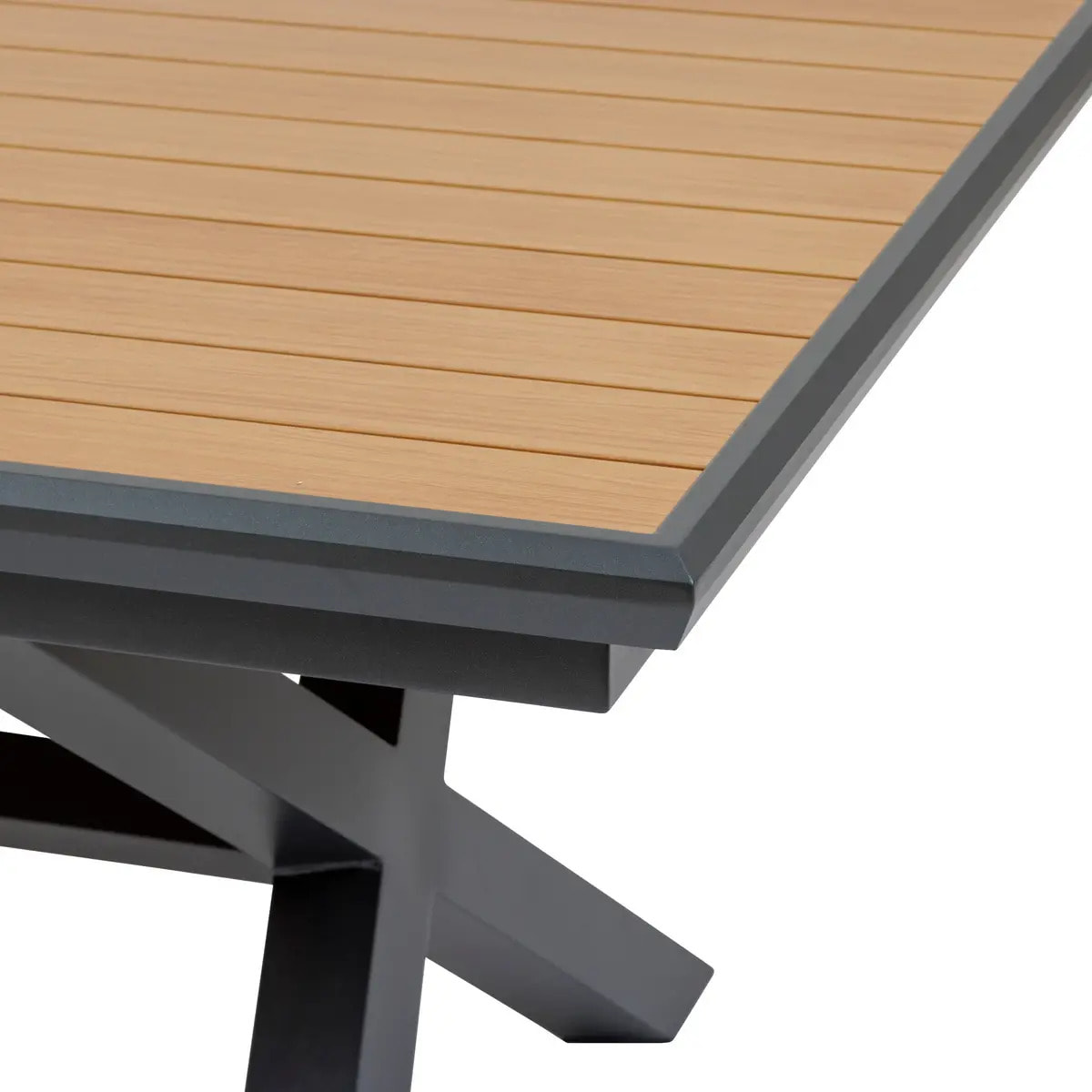 Table de jardin extensible "Axiome" effet bois honey & graphite 10 places en aluminium
