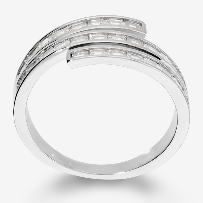Anello Contrarié con Pavé di Cubic Zirconia a Baguette