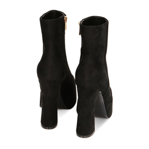 Botines plataforma negros en microfibra tacón 11,5 cm