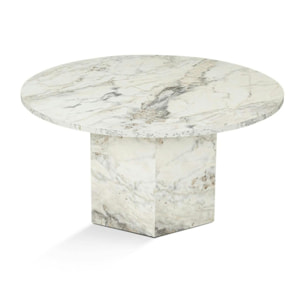 Table basse ronde effet marbre – pied hexagonal MARFA