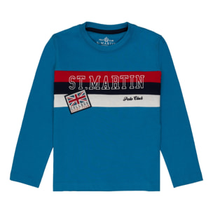 T-shirt manica lunga con stampa logo Polo Club St Martin Blu