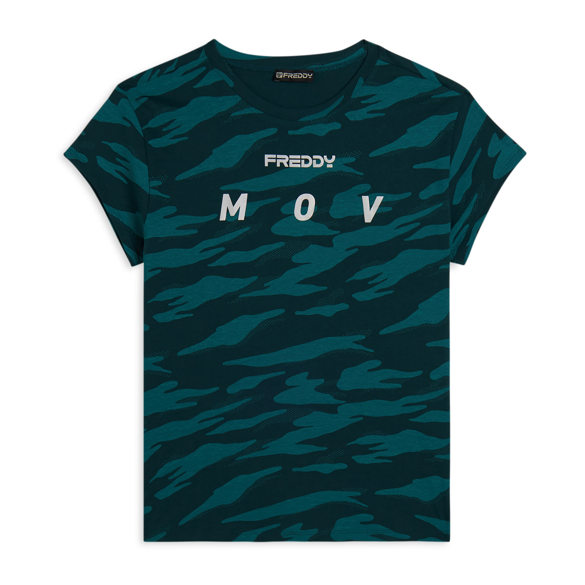 T-shirt camouflage con maniche ad aletta