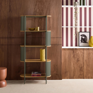 Etagère bibliothèque métal courbé et décor bois 5 niveaux MOLTO